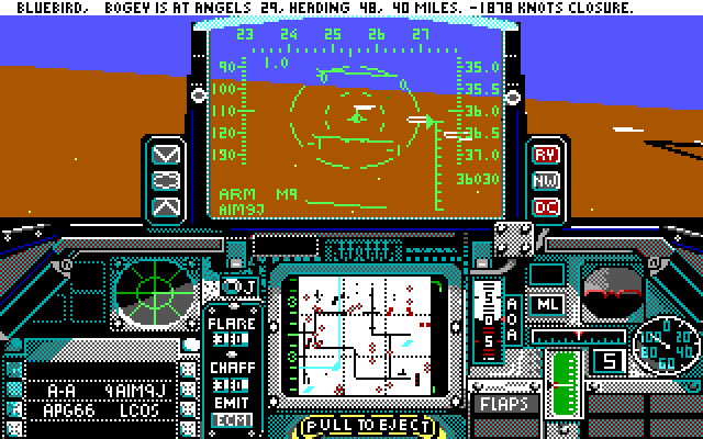 Falcon IBM PC/Compatibles Screenshot: Bogey heading this way...
