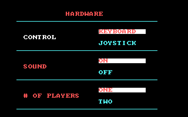 Falcon IBM PC/Compatibles Screenshot: Setting game options.