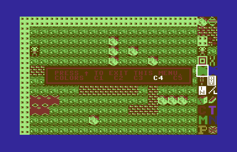 Boulder Dash Construction Kit Commodore 64 Screenshot: The game allows all of the colors to be customized.