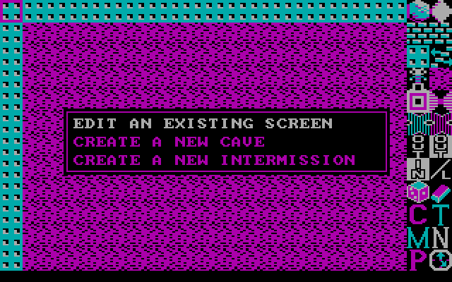 Boulder Dash Construction Kit IBM PC/Compatibles Screenshot: Edit a screen, or create a new one?