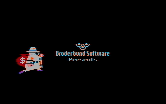 Where in the World is Carmen Sandiego? IBM PC/Compatibles Screenshot: Br0derbund logo; a crime in progress!