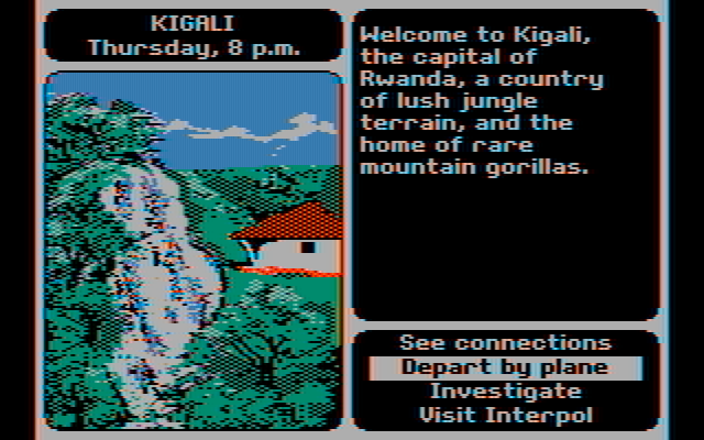 Where in the World is Carmen Sandiego? IBM PC/Compatibles Screenshot: Investigations can take you to many parts of the world!