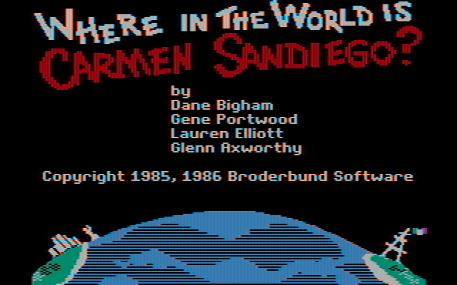 Where in the World is Carmen Sandiego? IBM PC/Compatibles Screenshot: Title screen.