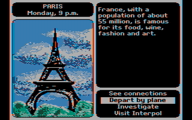 Where in the World is Carmen Sandiego? IBM PC/Compatibles Screenshot: Welcome to Paris!