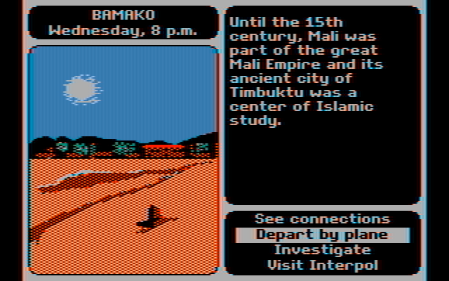 Where in the World is Carmen Sandiego? IBM PC/Compatibles Screenshot: Exploring Bamako...