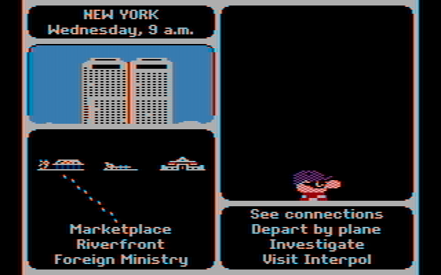 Where in the World is Carmen Sandiego? IBM PC/Compatibles Screenshot: Here's the suspect in New York!