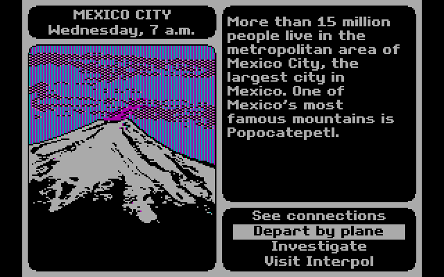 Where in the World is Carmen Sandiego? IBM PC/Compatibles Screenshot: Searching Mexico City...