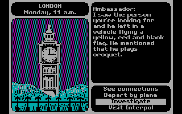Where in the World is Carmen Sandiego? IBM PC/Compatibles Screenshot: This assignment starts in London...