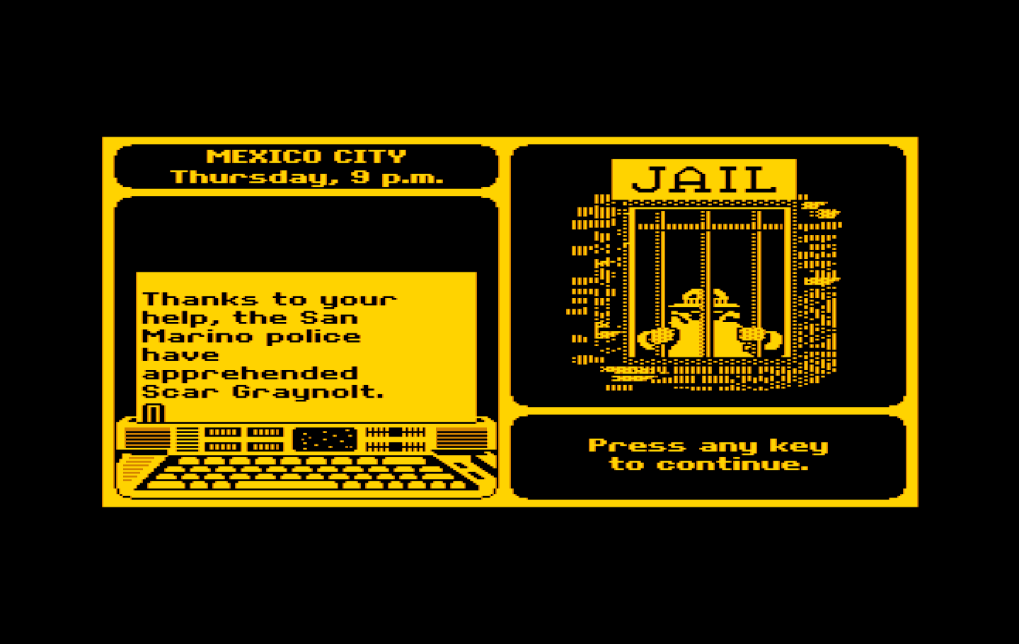 Where in the World is Carmen Sandiego? IBM PC/Compatibles Screenshot: Mission success!