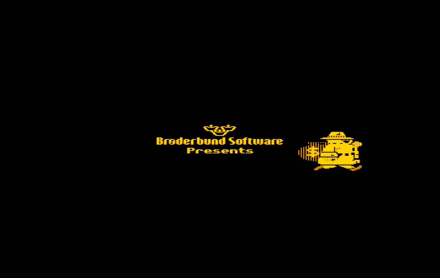 Where in the World is Carmen Sandiego? IBM PC/Compatibles Screenshot: Br0derbund logo; a crime in progress!