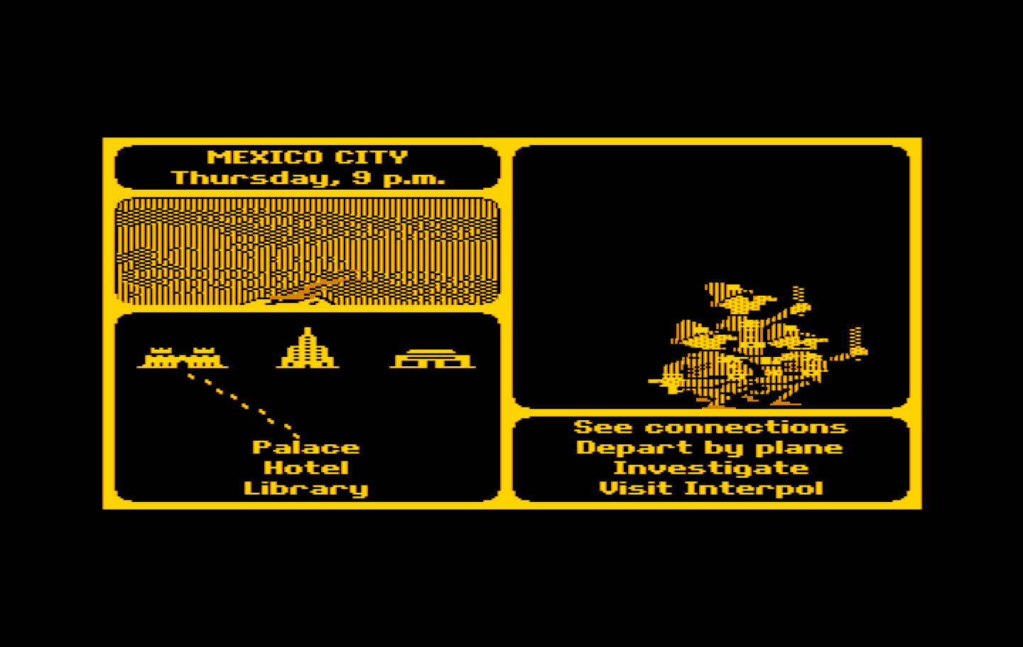 Where in the World is Carmen Sandiego? IBM PC/Compatibles Screenshot: I have an arrest warrant, time to take him into custody...