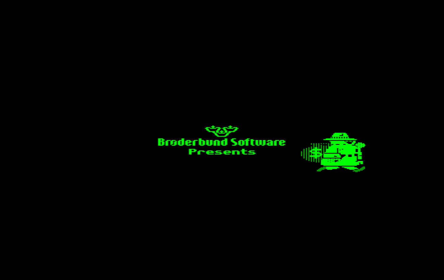 Where in the World is Carmen Sandiego? IBM PC/Compatibles Screenshot: Br0derbund logo; a crime in progress!