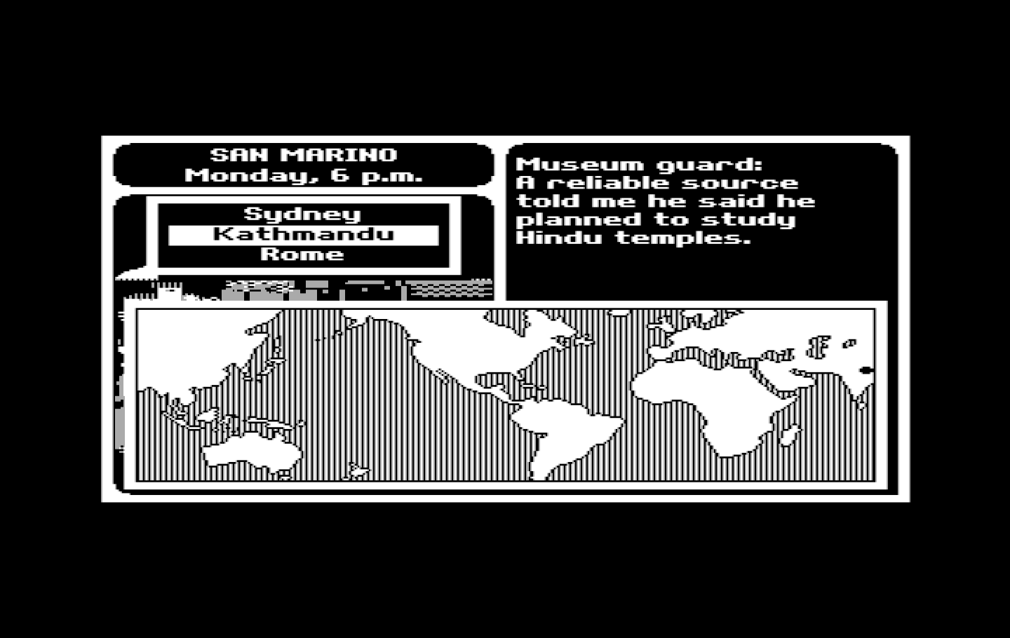Where in the World is Carmen Sandiego? IBM PC/Compatibles Screenshot: Time to fly to the next destination...