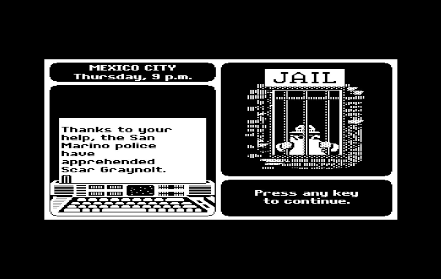 Where in the World is Carmen Sandiego? IBM PC/Compatibles Screenshot: Mission success!