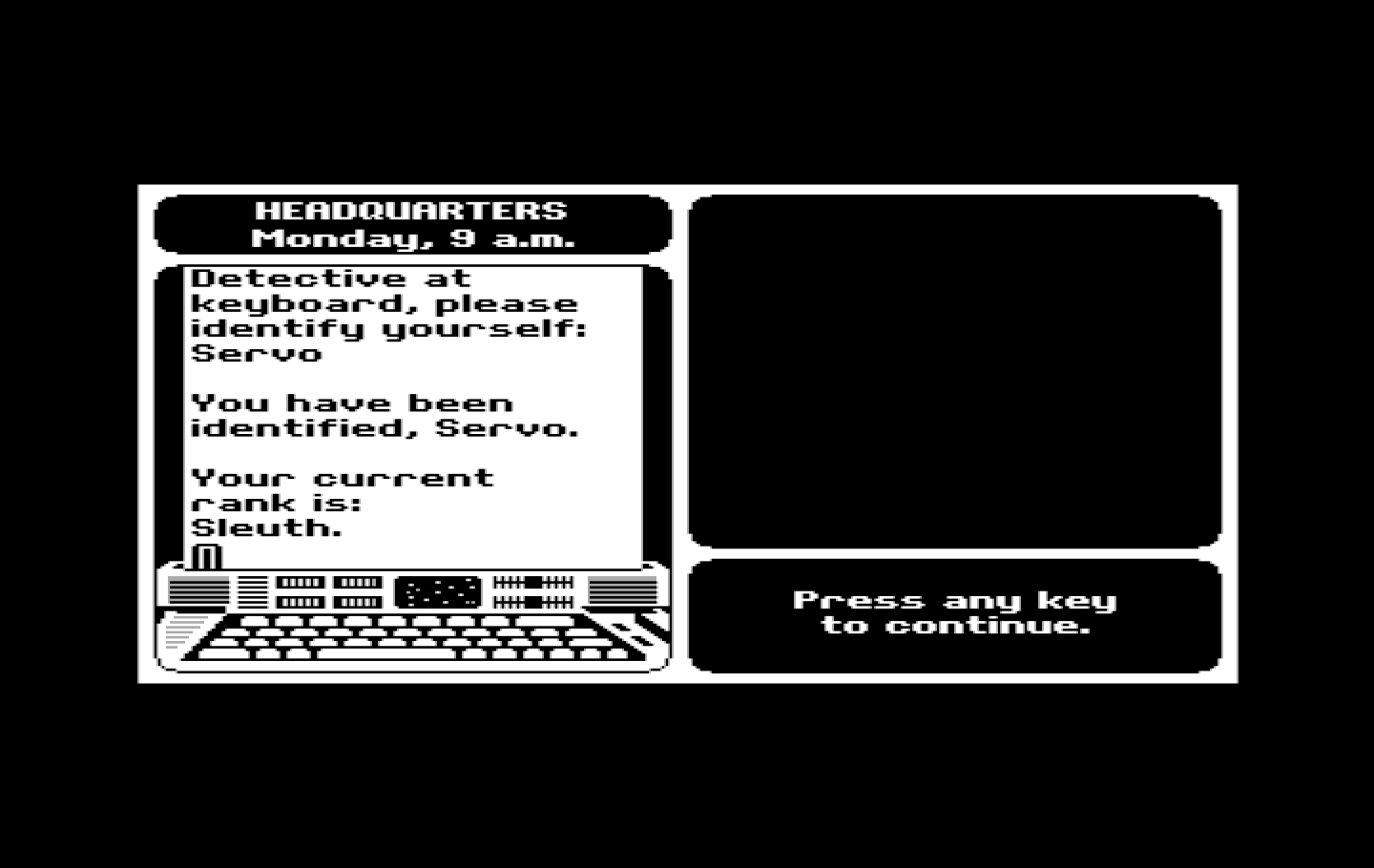 Where in the World is Carmen Sandiego? IBM PC/Compatibles Screenshot: Ready to begin, sleuth?