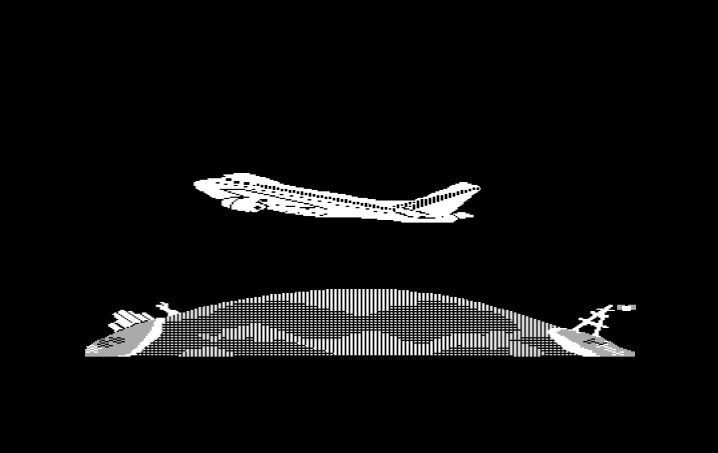 Where in the World is Carmen Sandiego? IBM PC/Compatibles Screenshot: A plane flies across the screen in the introduction...