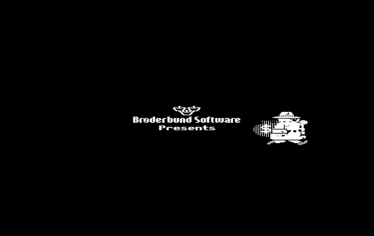 Where in the World is Carmen Sandiego? IBM PC/Compatibles Screenshot: Br0derbund logo; a crime in progress!