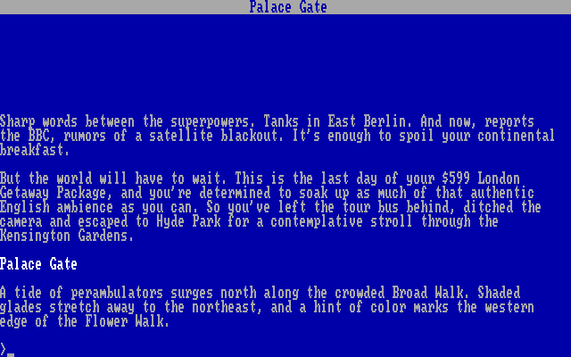 Trinity IBM PC/Compatibles Screenshot: The game begins.