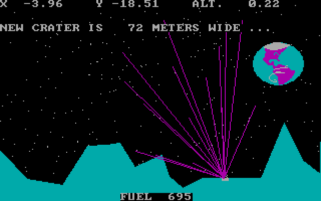 Out on a LEM IBM PC/Compatibles Screenshot: I hit the target, but way too fast!