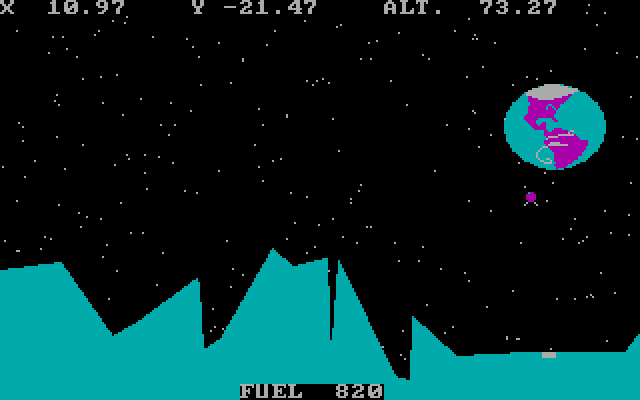 Out on a LEM IBM PC/Compatibles Screenshot: Approaching the landing site...
