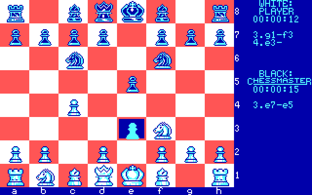 Chessmaster 2000, The IBM PC/Compatibles Screenshot: Playing a game on the 2D board.