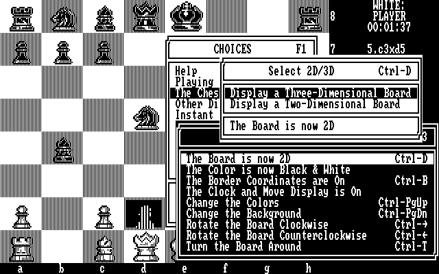 Chessmaster 2000, The IBM PC/Compatibles Screenshot: Setting the game board options.