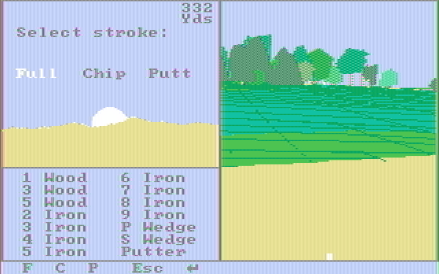Championship Golf: The Great Courses of the World - Volume One: Pebble Beach IBM PC/Compatibles Screenshot: I'm in the sand!
