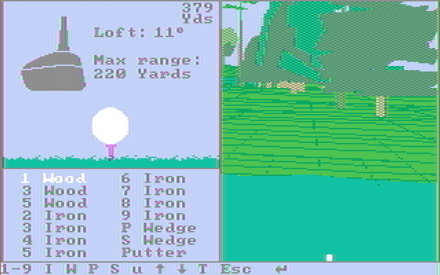 Championship Golf: The Great Courses of the World - Volume One: Pebble Beach IBM PC/Compatibles Screenshot: Club selection.