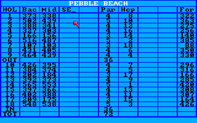Championship Golf: The Great Courses of the World - Volume One: Pebble Beach Amiga Screenshot: Setting up a new player...