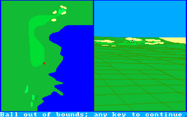 Championship Golf: The Great Courses of the World - Volume One: Pebble Beach Amiga Screenshot: My shot went out of bounds!