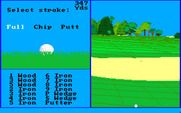 Championship Golf: The Great Courses of the World - Volume One: Pebble Beach for Amiga - You can select a type of shot; I have a long distance to go, so a full shot is best.