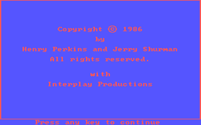 Championship Golf: The Great Courses of the World - Volume One: Pebble Beach IBM PC/Compatibles Screenshot: Credits.