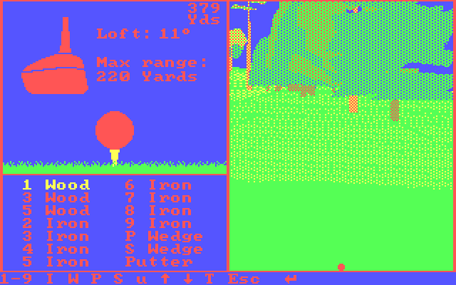 Championship Golf: The Great Courses of the World - Volume One: Pebble Beach IBM PC/Compatibles Screenshot: Club selection.