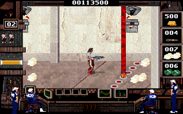 Crime Wave IBM PC/Compatibles Screenshot: Watch out for these lasers, they're deadly!