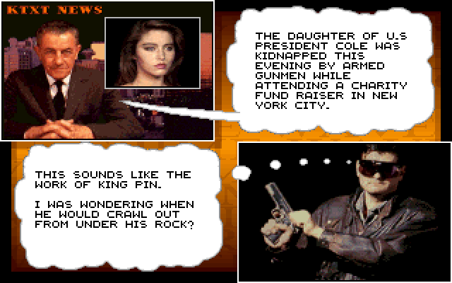 Crime Wave IBM PC/Compatibles Screenshot: King Pin is our number one suspect...