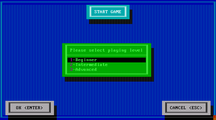 Crime Wave IBM PC/Compatibles Screenshot: Select your desired skill level.