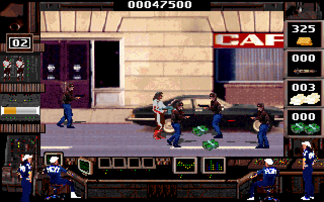 Crime Wave IBM PC/Compatibles Screenshot: Collect the bonus items you find on the ground...