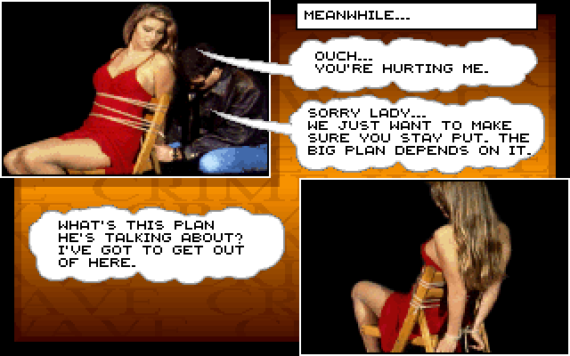 Crime Wave IBM PC/Compatibles Screenshot: Meanwhile, trouble is brewing...