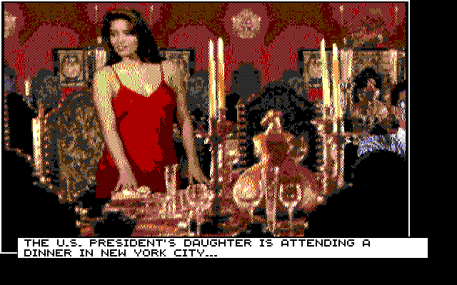 Crime Wave IBM PC/Compatibles Screenshot: Introducing the presidents daughter...