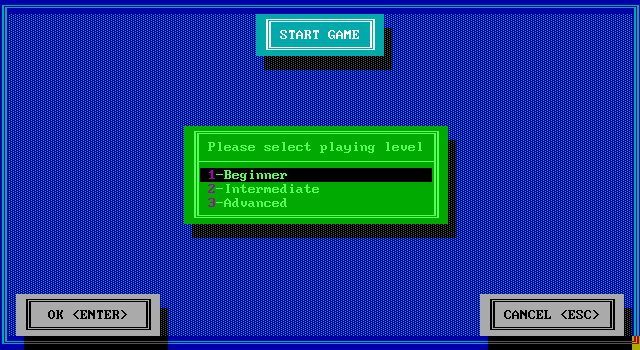 Crime Wave IBM PC/Compatibles Screenshot: Select a skill level when starting the game.