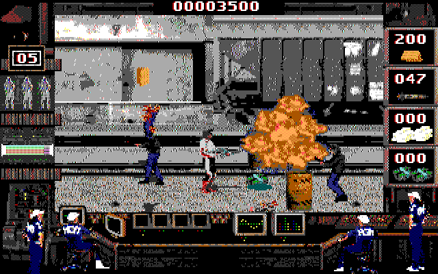 Crime Wave IBM PC/Compatibles Screenshot: One enemy destroyed, many to go!