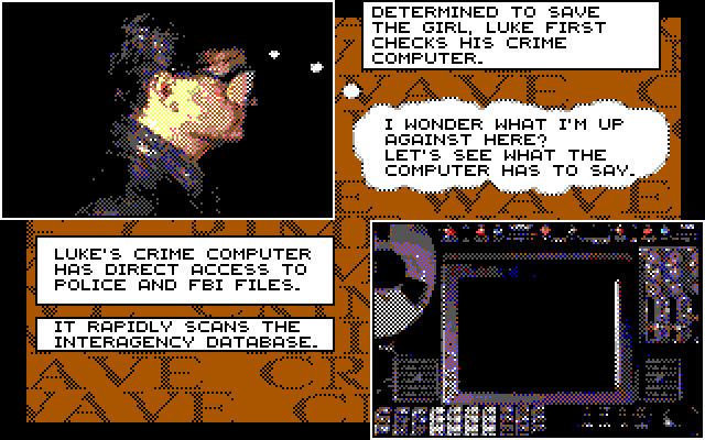Crime Wave IBM PC/Compatibles Screenshot: Better check the computer for some information...
