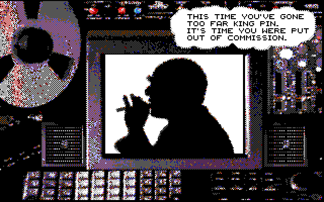 Crime Wave IBM PC/Compatibles Screenshot: Viewing King Pin's profile...