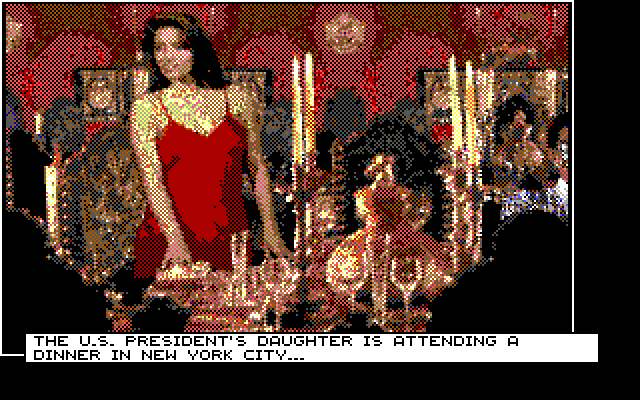 Crime Wave IBM PC/Compatibles Screenshot: Introducing the presidents daughter...