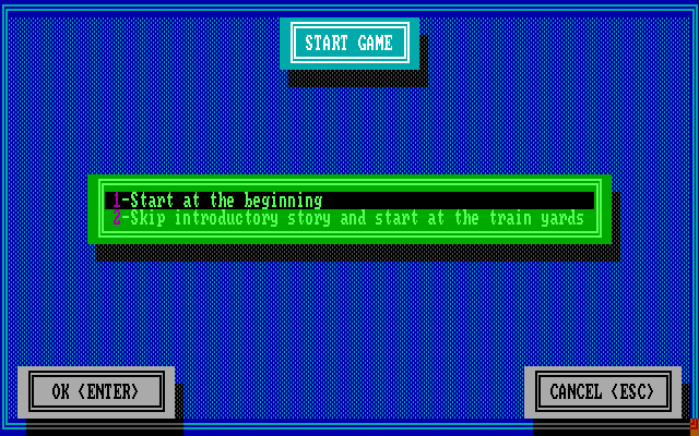 Crime Wave IBM PC/Compatibles Screenshot: Watch the intro, or go straight to the game?