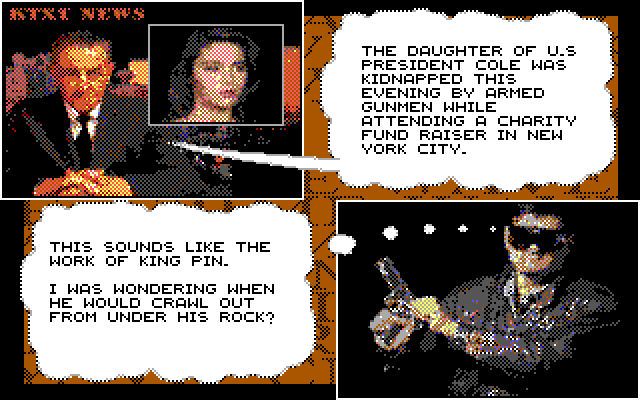 Crime Wave IBM PC/Compatibles Screenshot: This sounds like the work of King Pin...
