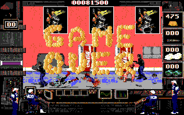 Crime Wave IBM PC/Compatibles Screenshot: Game over.