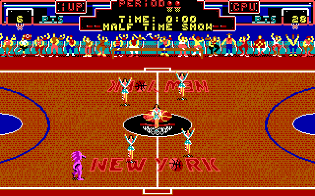 Double Dribble IBM PC/Compatibles Screenshot: The halftime show...