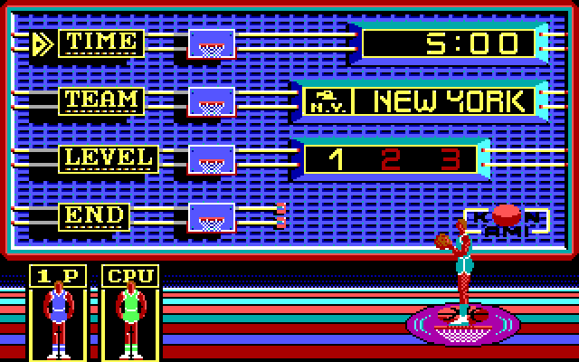 Double Dribble IBM PC/Compatibles Screenshot: The main game menu.