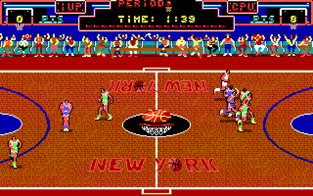 Double Dribble IBM PC/Compatibles Screenshot: Running down the court...